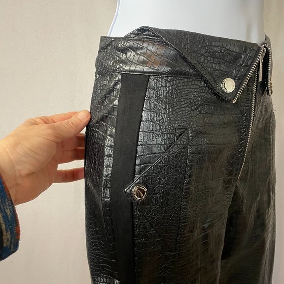 Maniére de Voir vegan leather and suede textured black pants NWOT, size 4 - Picture 6 of 9